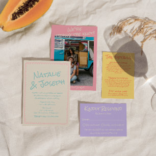 Colorful Pastel Hand Written Spring Photo Wedding  Invitation