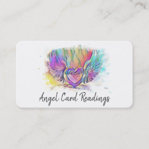 *~* Colorful Pastel Heart Angel Wings AP78  QR Business Card