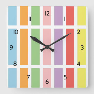 Colorful Pastel Hues Square Wall Clock