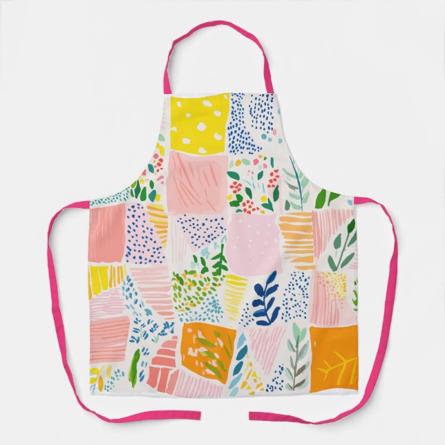 Colorful Pastel Patchwork Preppy Apron (Front)