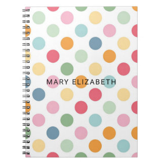 Colorful Pastel Polka Dot Personalized Notebook