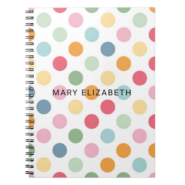 Colorful Pastel Polka Dot Personalized Notebook (Front)