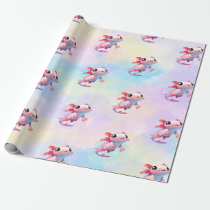 Colorful Pastel Rainbow Axolotl  Wrapping Paper