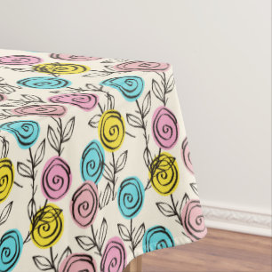 Colorful Pastel Roses Tablecloth