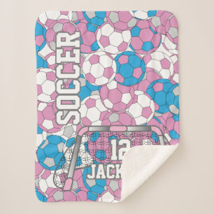 Colorful Pastel Soccer Ball Collage with Text Sherpa Blanket