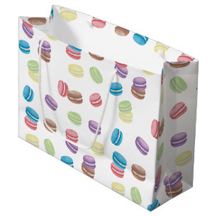 Colorful Pastel Watercolor French Macarons  Large Gift Bag