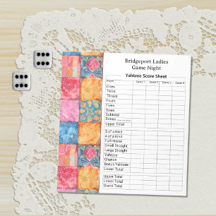 Colorful Patchwork Print Yahtzee Night Notepad