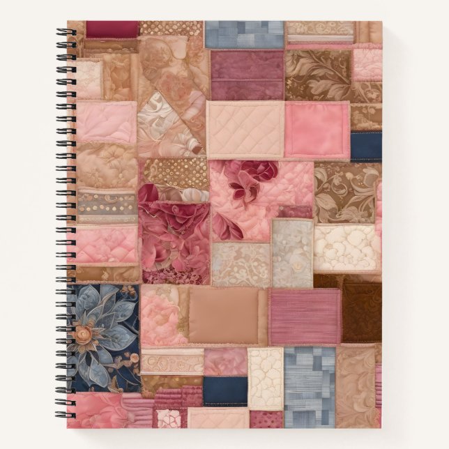 Colorful Patchwork Quilt Art Spiral Notebook (Front)
