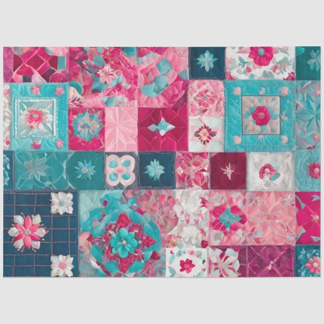 Colorful Patchwork Quilt Art Tissue Paper (Front)