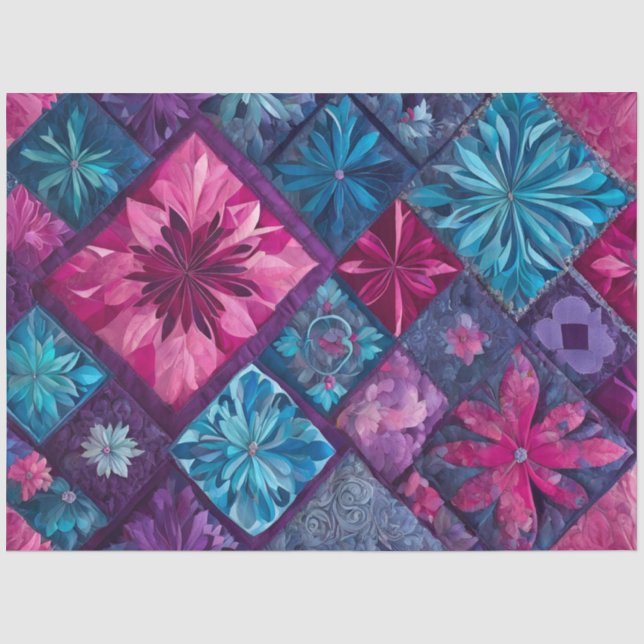 Colorful Patchwork Quilt Art Tissue Paper (Front)