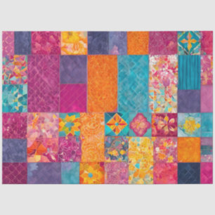 Colorful Patchwork Quilt Art Tissue Paper
