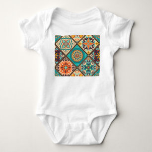 Colorful patchwork tile: Islamic motifs. Baby Bodysuit