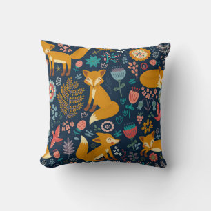 Colorful pattern with a foxfox,pattern,forest,fall cushion