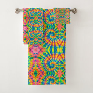 Colorful Patterns Tie-dye Hippie Bath Towel Set