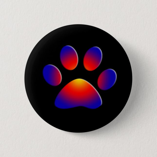 COLORFUL PAW 6 CM ROUND BADGE (Front)