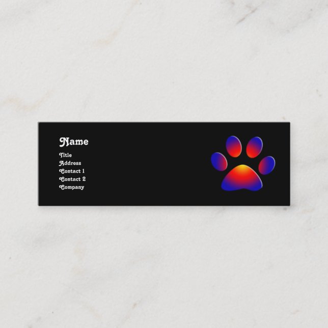COLORFUL PAW,black Mini Business Card (Front)