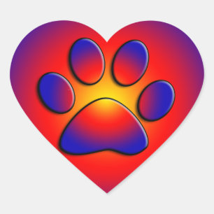 COLORFUL PAW Heart Sticker