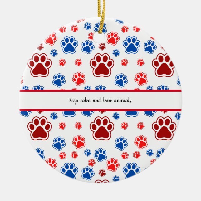 Colorful Paw Print - Best Dog Mom Gift Ceramic Tree Decoration (Front)