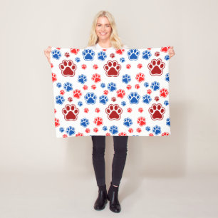 Colorful Paw Print - Best Dog Mom Gift Fleece Blanket