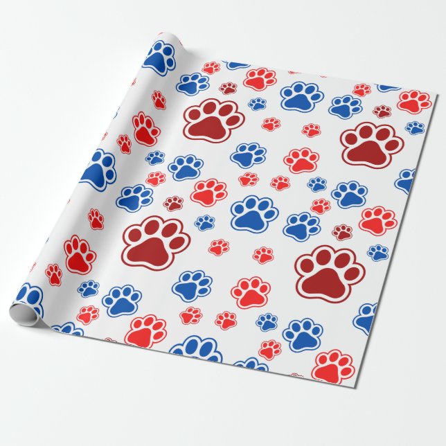 Colorful Paw Print - Best Dog Mom Gift Wrapping Paper (Unrolled)
