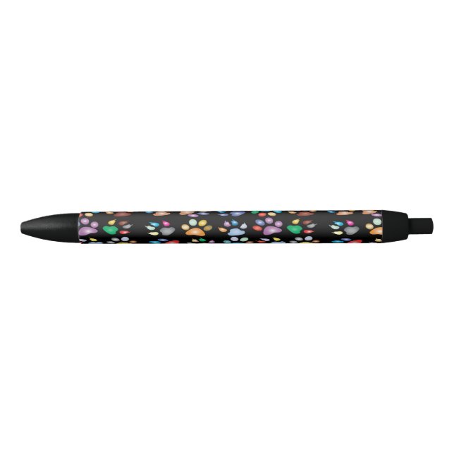 Colorful paw prints black ink pen (Front)