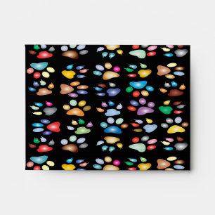 Colorful paw prints envelope