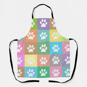 Colorful paw prints pattern apron
