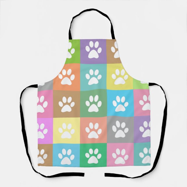Colorful paw prints pattern      apron (Front)
