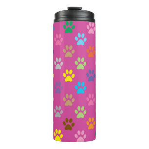 Colorful paw prints pattern thermal tumbler