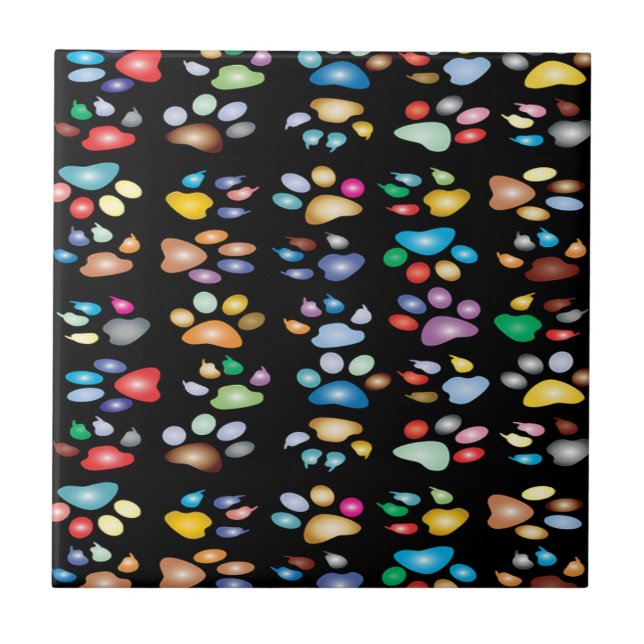 Colorful paw prints tile (Front)