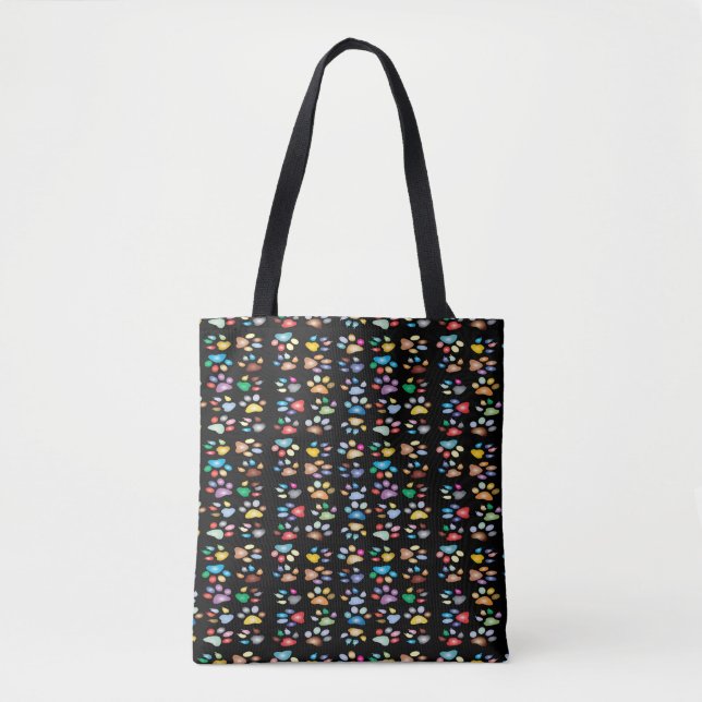 Colorful paw prints tote bag (Front)