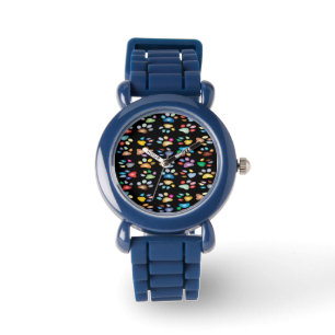Colorful paw prints watch