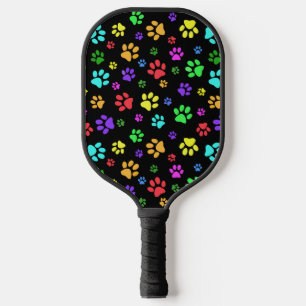 Colorful Paw PrintsDesign Pickleball Paddle