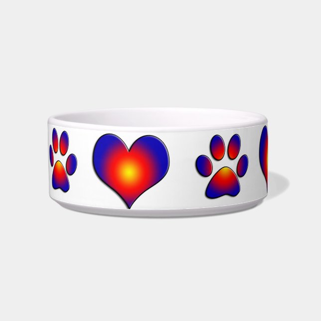 COLORFUL PAWS AND HEARTS BOWL (Left)