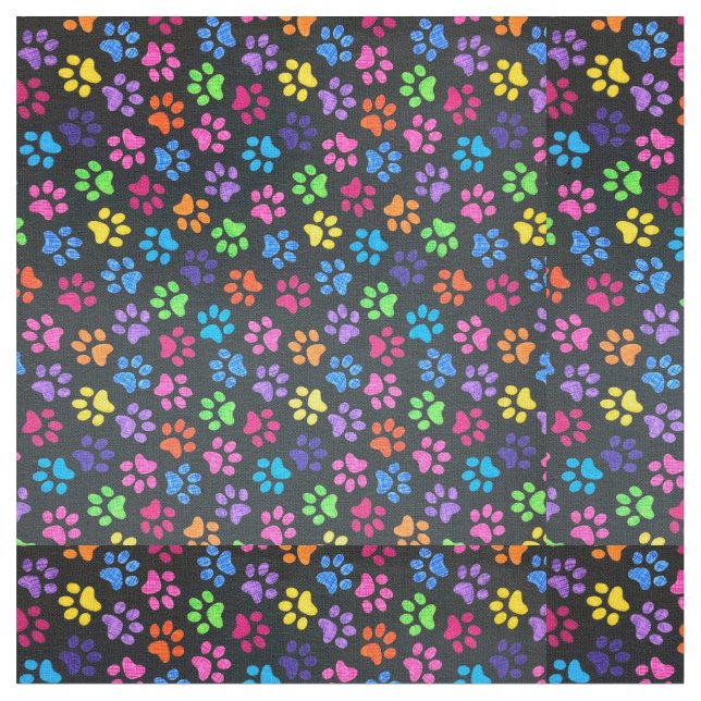 Colorful Paws Fabric (Close Up)
