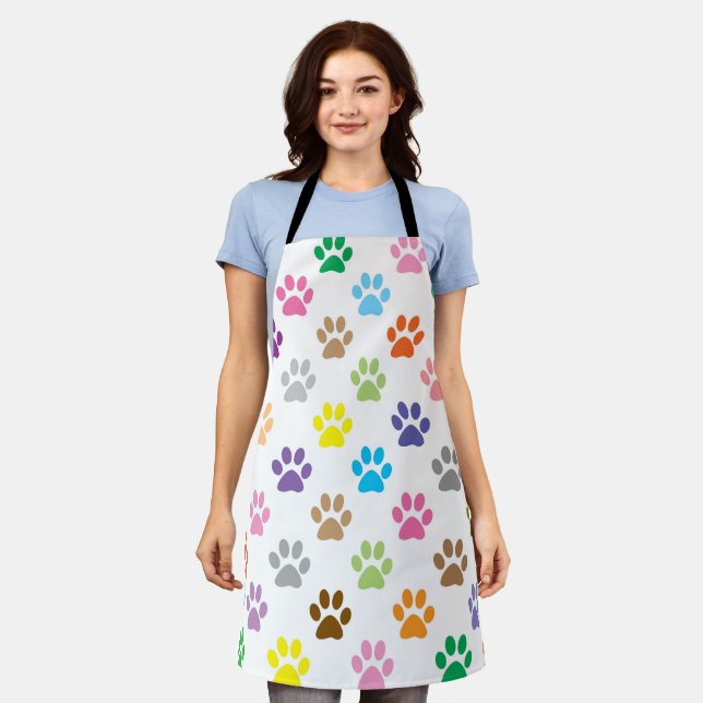 Colorful paws pattern apron (Worn)