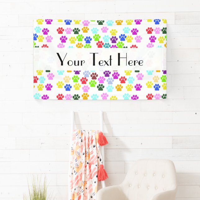 Colorful Paws, Paw Pattern, Dog Paws, Paw Prints Banner (Insitu)