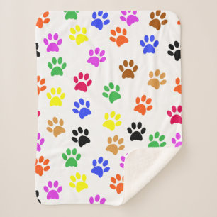 Colorful Paws Sherpa Blanket