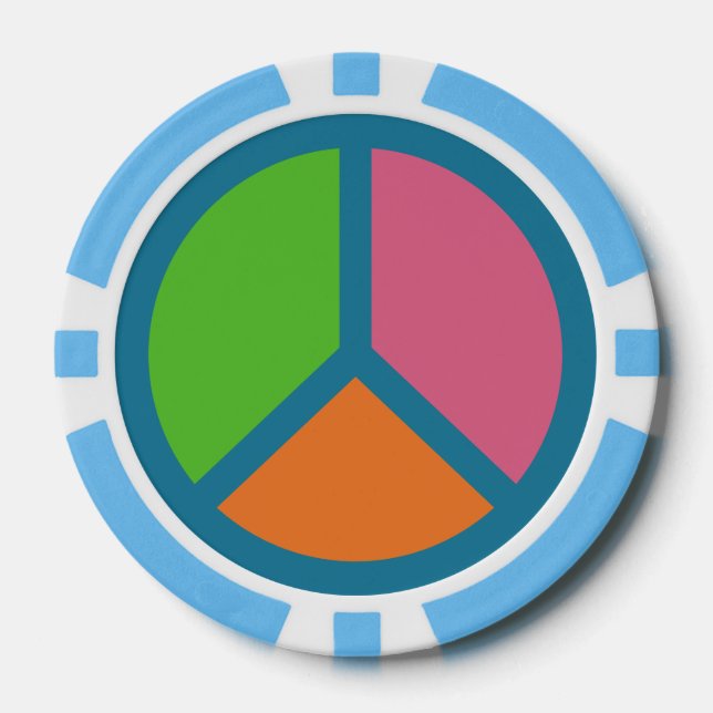 Colorful Peace Sign poker chips (Front)