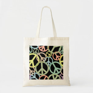 Colorful Peace Sign Retro Tote Bag