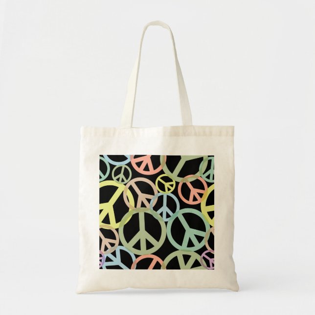 Colorful Peace Sign Retro Tote Bag (Front)