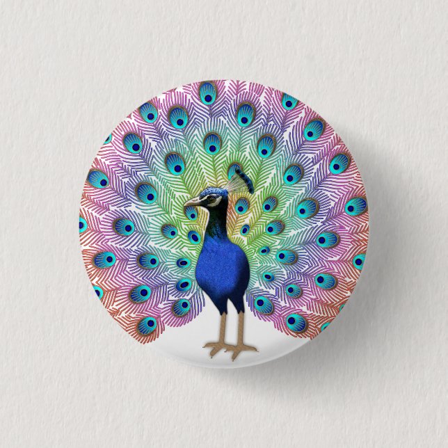 Colorful Peacock 3 Cm Round Badge (Front)