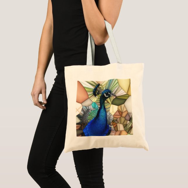 Colorful Peacock Mosaic Budget Tote Bag (Front (Product))
