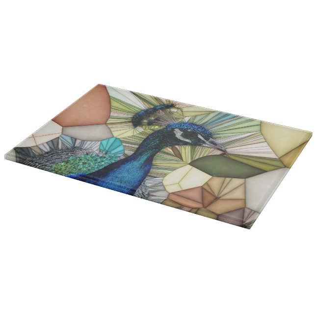 Colorful Peacock Mosaic Chopping Board (Corner)