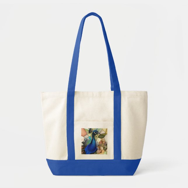 Colorful Peacock Mosaic Impulse Tote Bag (Front)