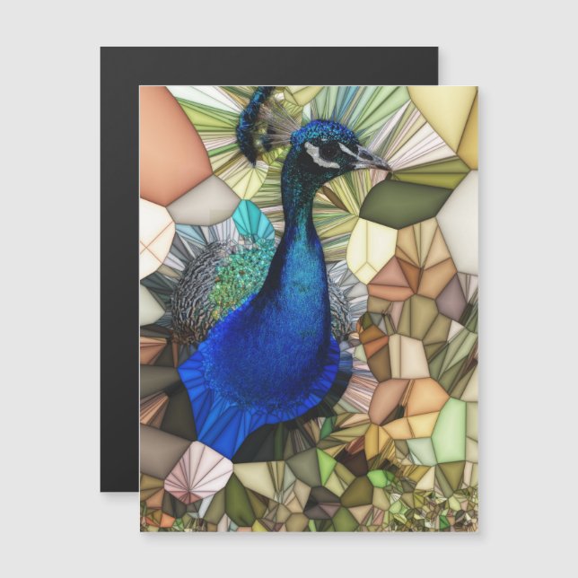 Colorful Peacock Mosaic Magnetic Card (Front/Back)