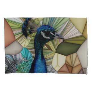 Colorful Peacock Mosaic Pillowcase