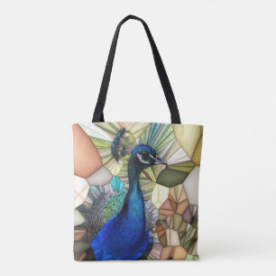 Colorful Peacock Mosaic Tote Bag