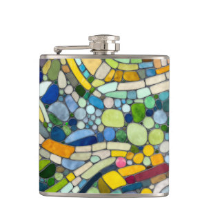 Colorful Pebbles Mosaic Art Hip Flask
