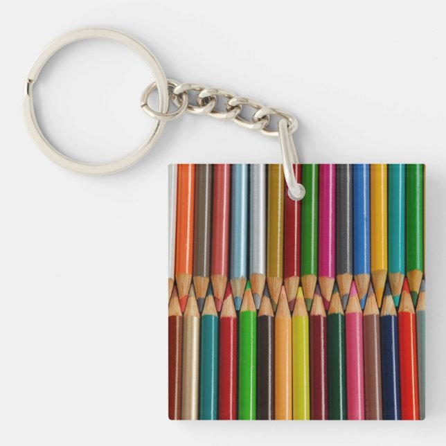 Colorful pencil crayons key ring (Front)